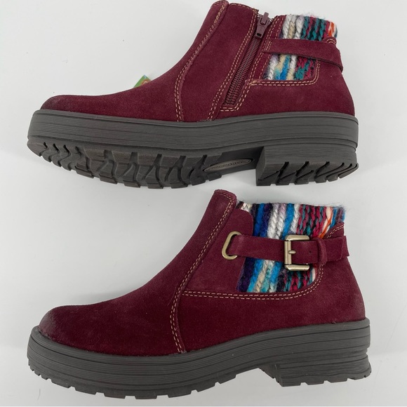 Earth Origins NWT Tate Burgundy Boho Leather Ankle Boots 6 - Picture 4 of 10